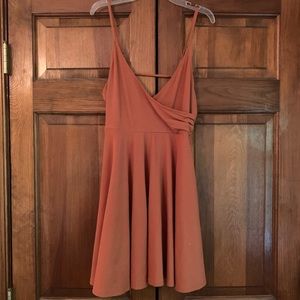Burnt orange surplice dress